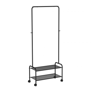 Вешалка гардеробная "Валенсия 22М" с двумя полками, на колёсах (VALENCIA 22M clothes rack) (Черный)